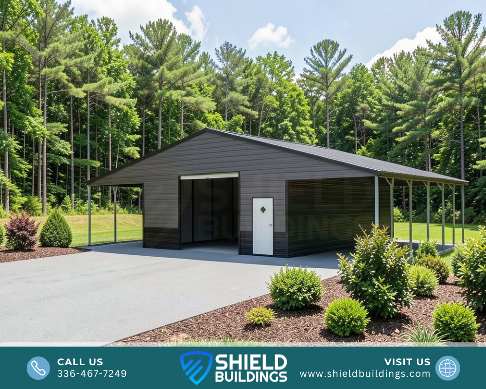 STRIGHT ROOF BARN metal building, 48'W x 30'L x 12'/9'H